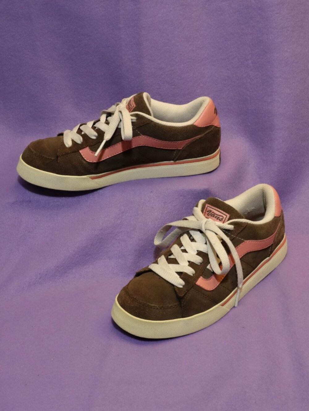 Vtg. Vans Fawn Suede -Womens 9 - Brown Pink Leather Tan skate Y2K Shoes Sneakers